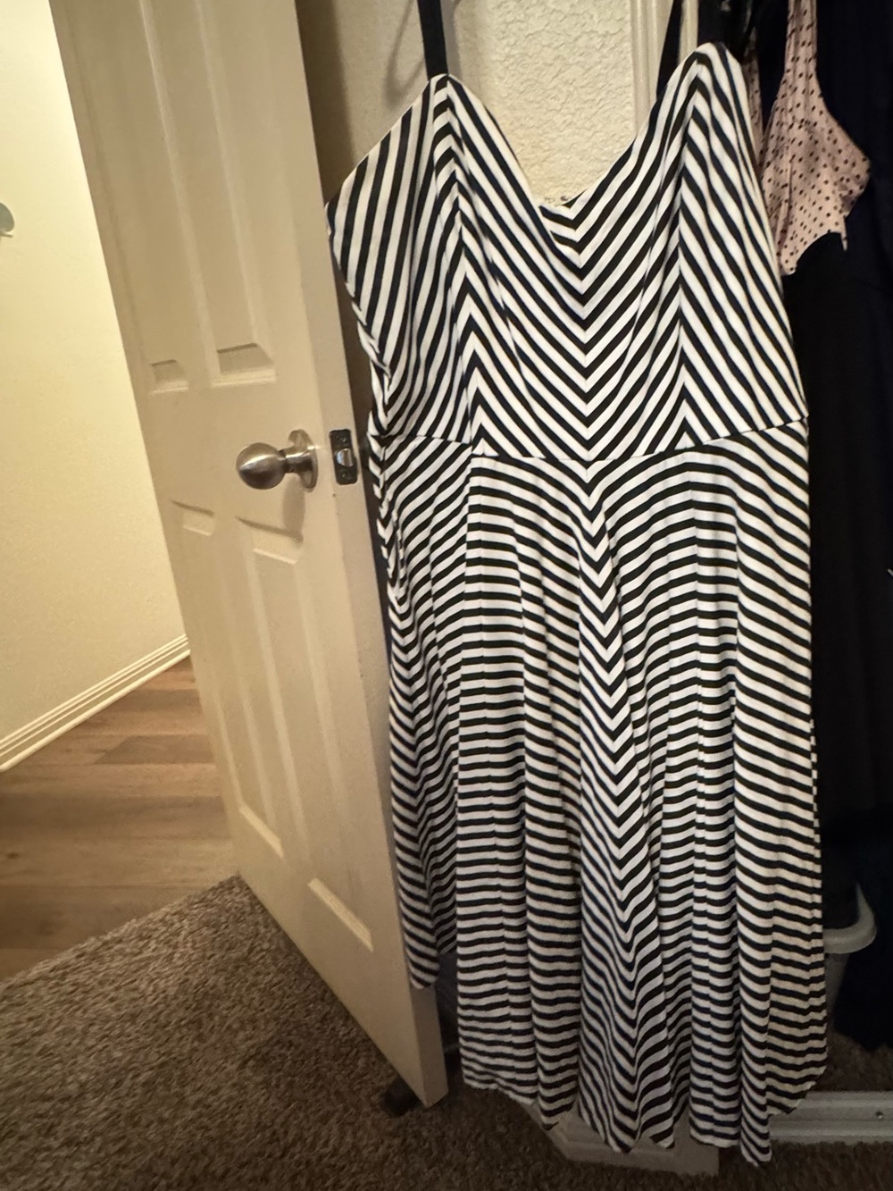Vixen by Micheline Pitt Black and White Striped Midi Dress